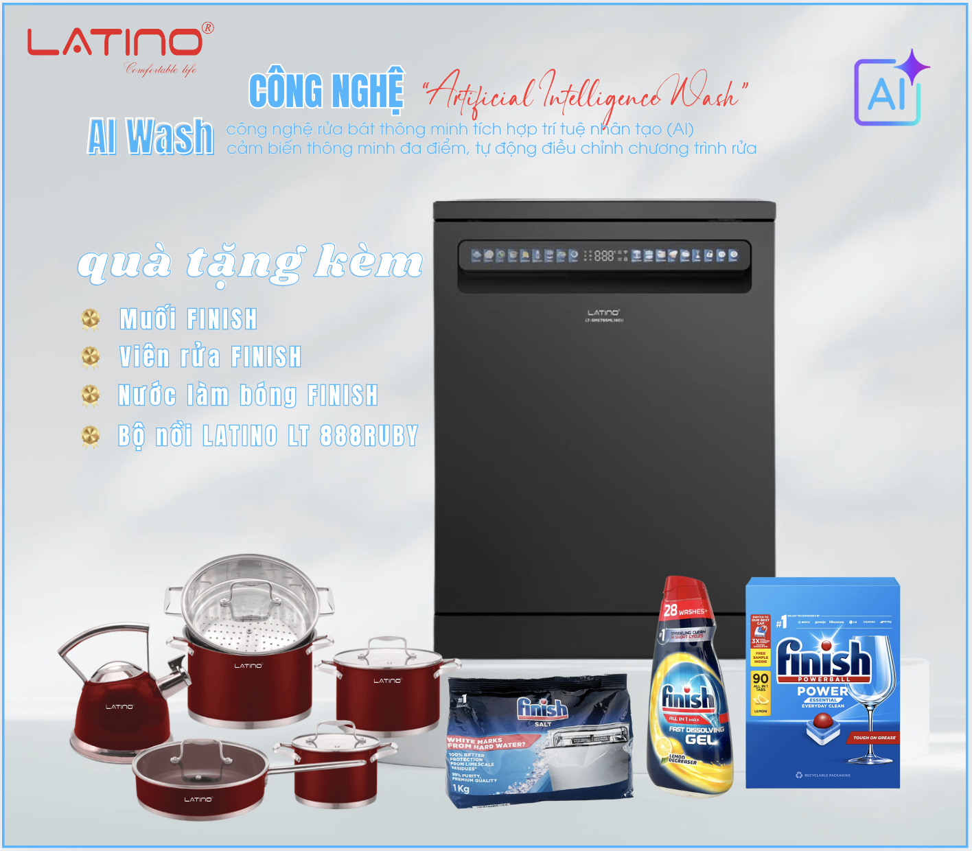 Máy Rửa Bát Latino SMS 795ML 16EU – Giải Pháp Làm Sạch Hiện Đại Cho Mọi Gian Bếp