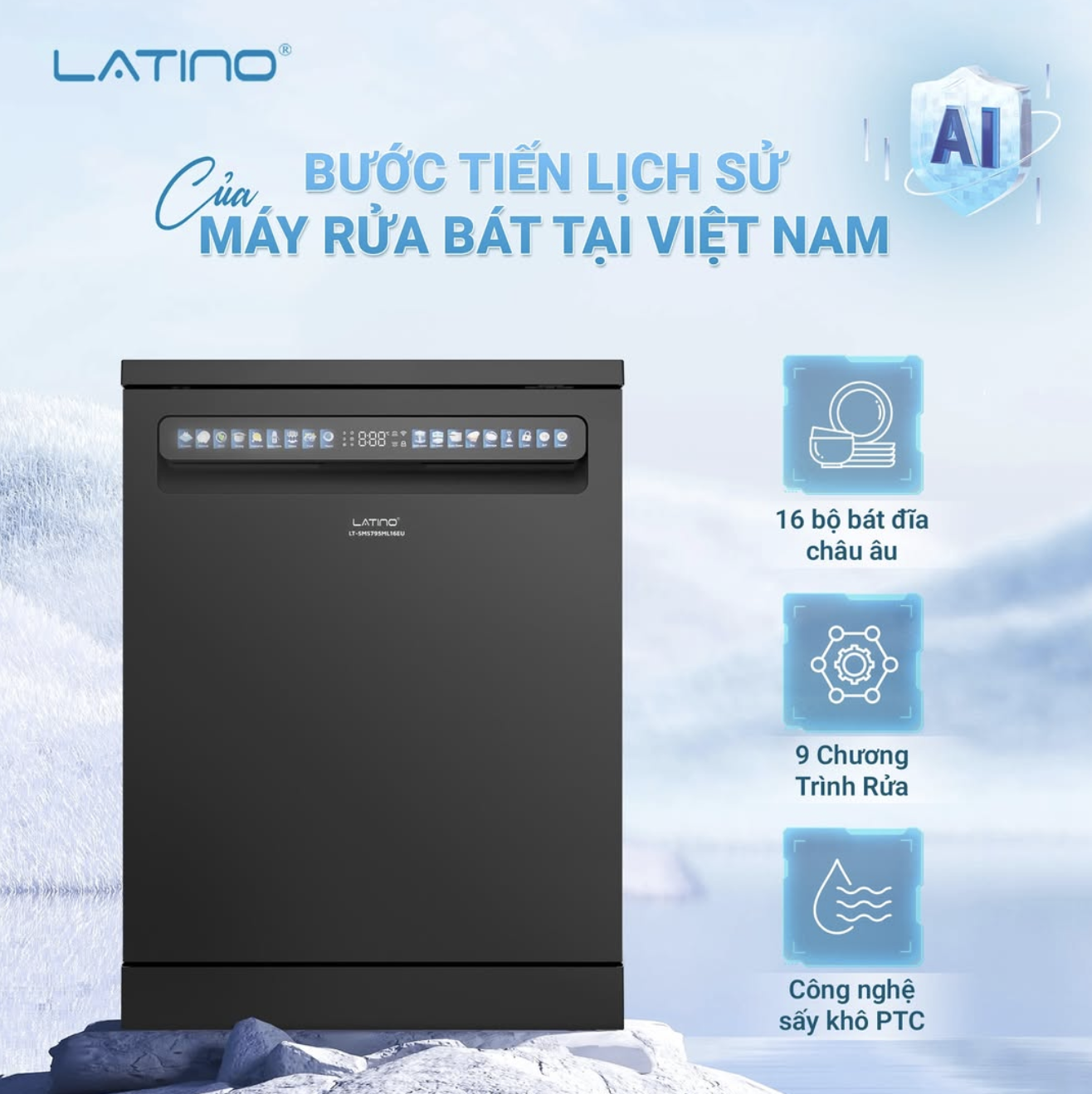 Máy Rửa Bát Latino SMS 795ML 16EU – Giải Pháp Làm Sạch Hiện Đại Cho Mọi Gian Bếp