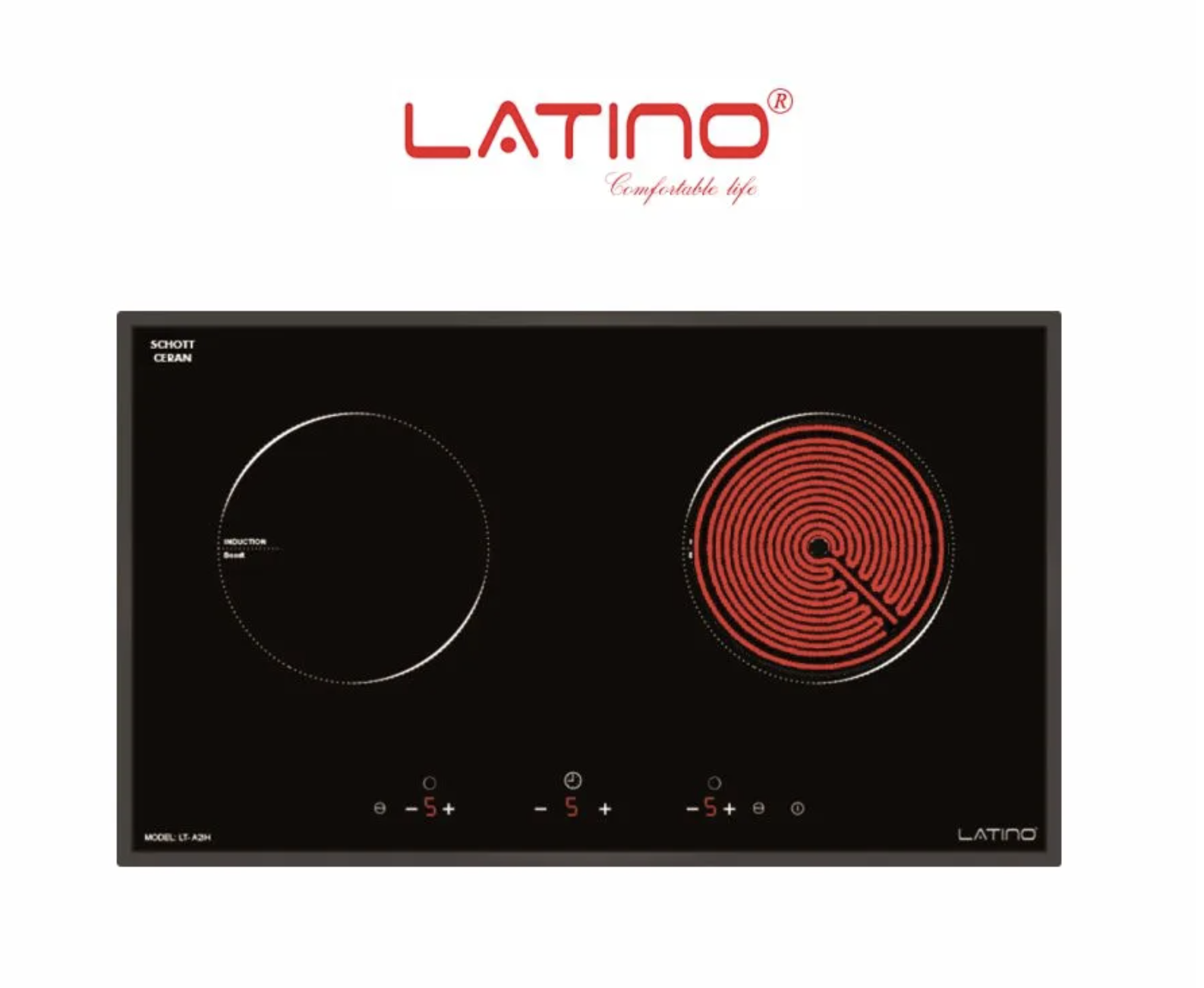 Bếp điện từ Latino LT-A2IH 2 vùng nấu mặt kính Schott Ceran