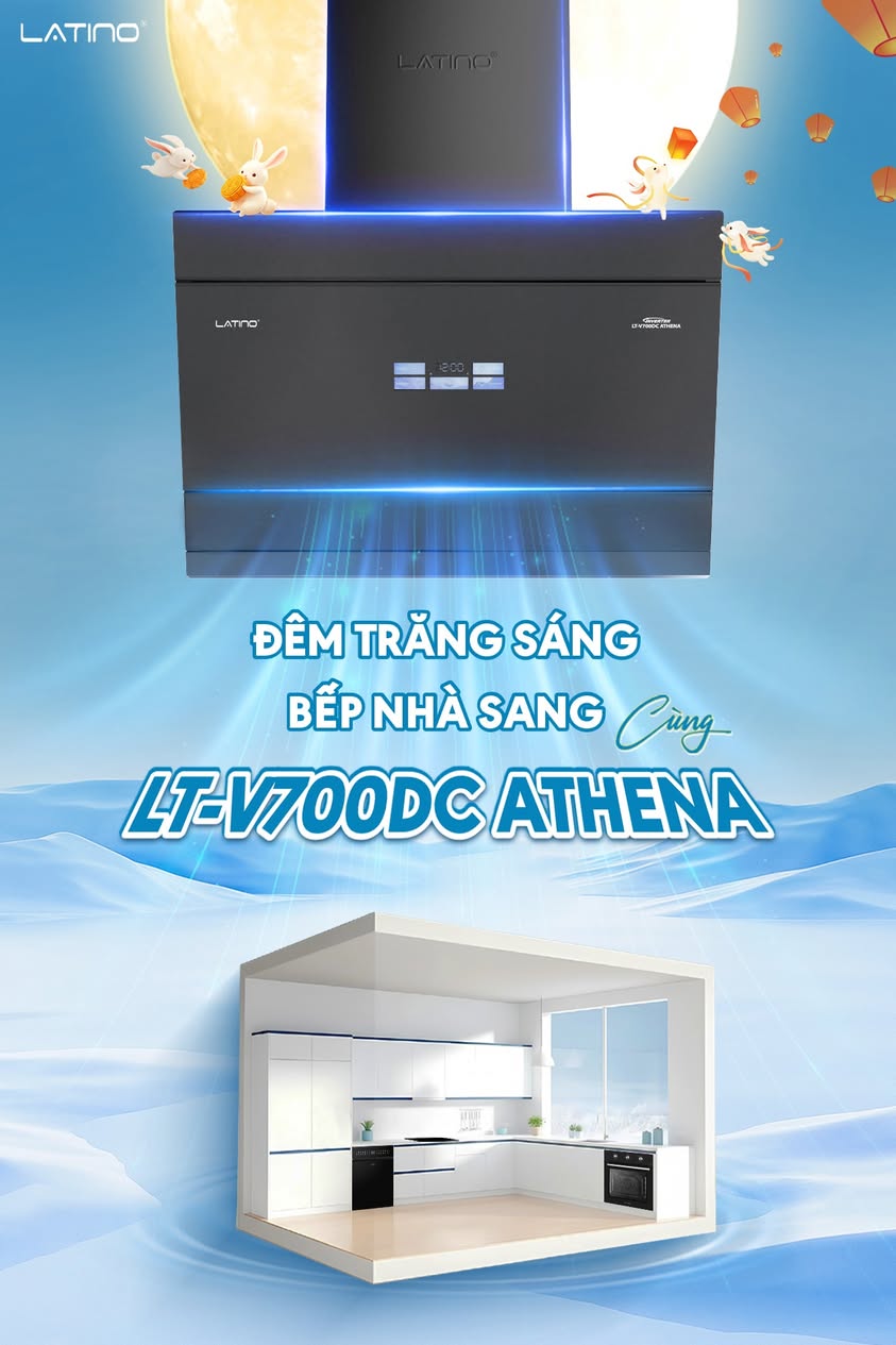 Máy hút mùi LATINO LT – V700DC Athena được xem là “trợ thủ đắc lực” giúp không gian nấu nướng luôn sạch thoáng