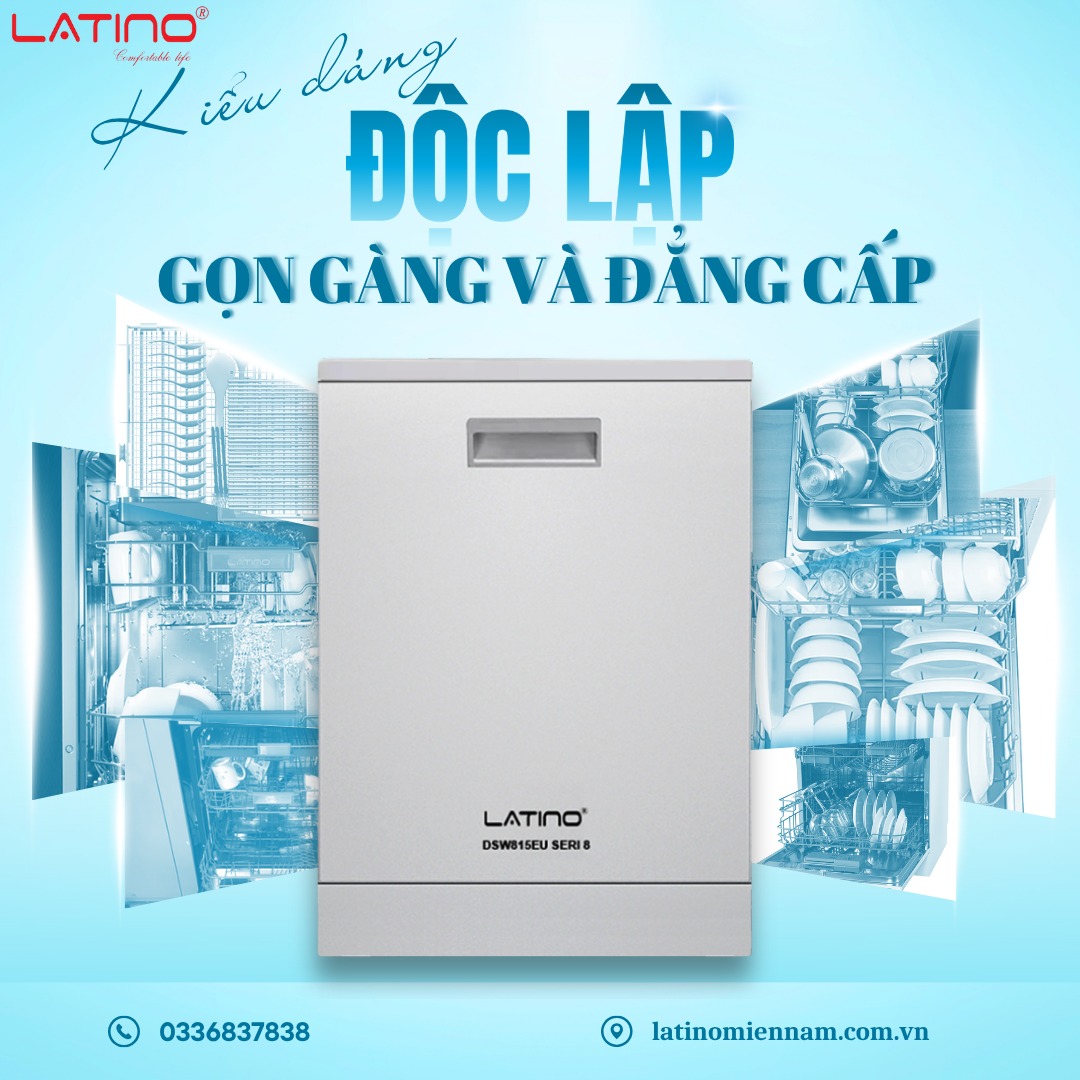 Máy rửa chén LATINO DSW815EU Seri 8 sang trọng trong gian bếp hiện đại