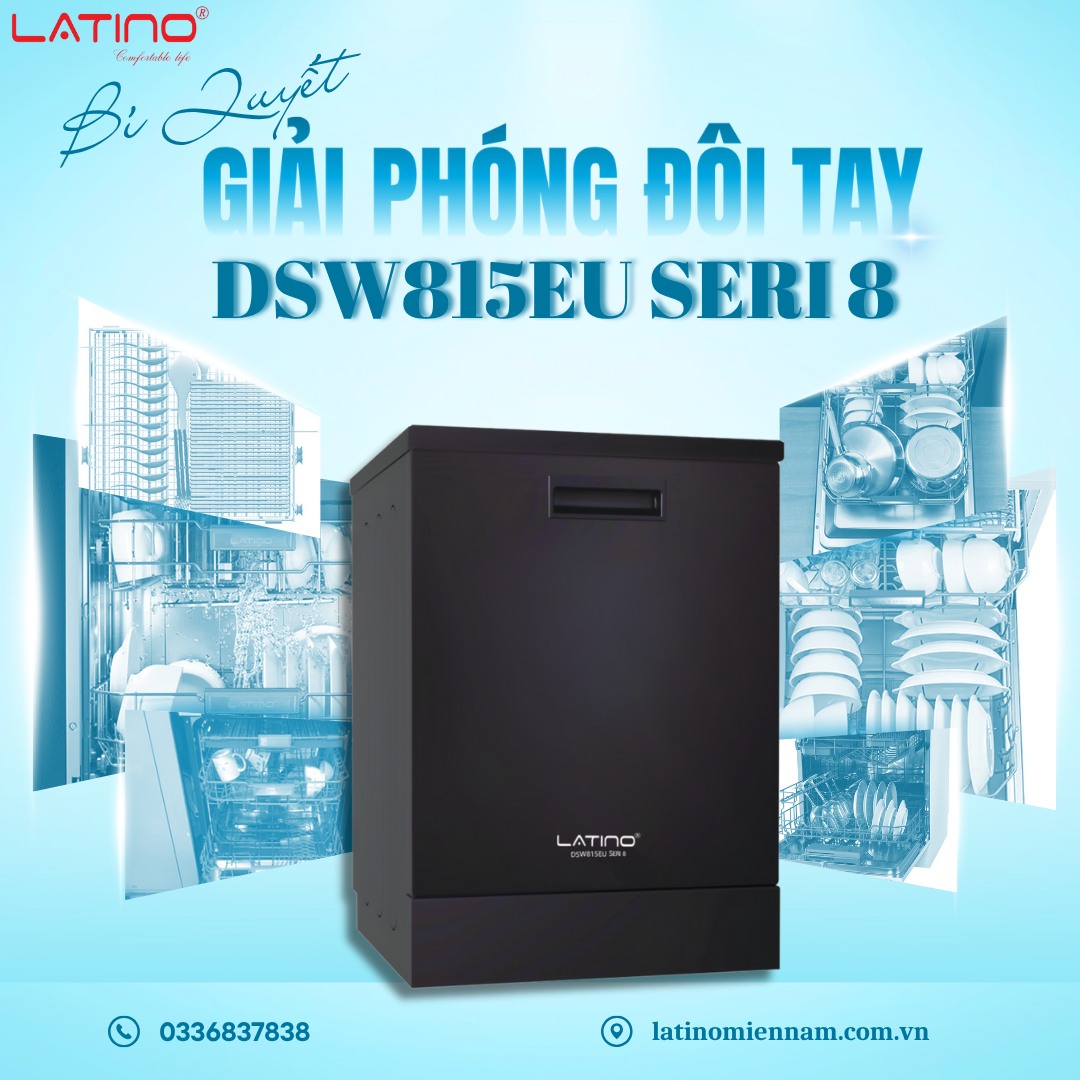 Thiết kế Inox đen sang trọng của máy rửa chén LATINO DSW815EU Seri 8
